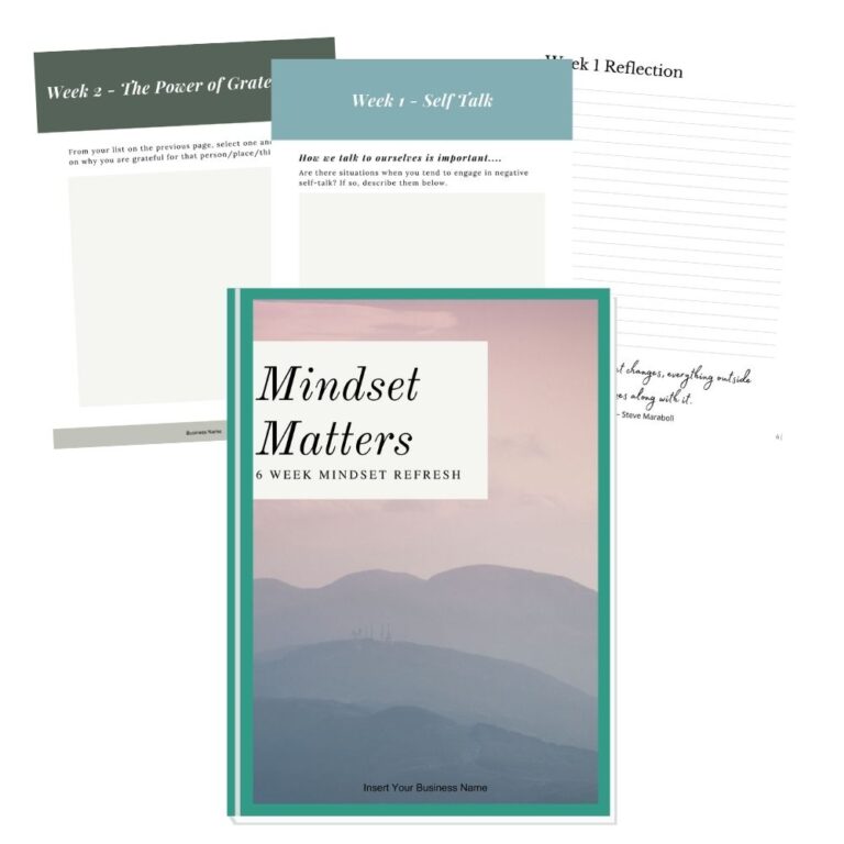 Sample pages from the mindset workbook